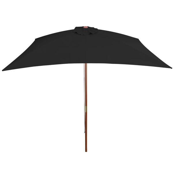 vidaXL haveparasol 200x300 cm træstang sort