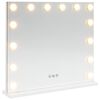vidaXL LED Makeup Spejl Hvid 50 x 10 x 44 cm Glas og St&aring;l