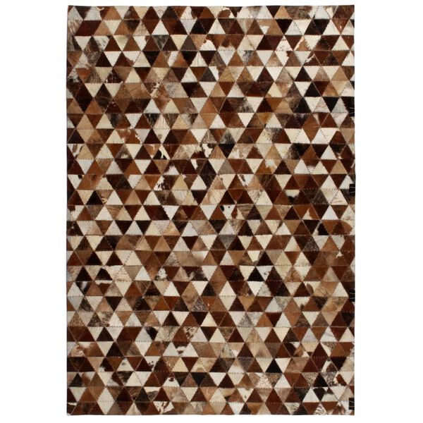 vidaXL t&aelig;ppe &aelig;gte kol&aelig;der patchwork 80 x 150 cm trekant brun/hvid