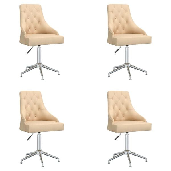 vidaXL drejelige spisebordsstole 4 stk. stof cremefarvet