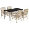 vidaXL spisebordss&aelig;t til haven 5 dele med hynder polyrattan beige