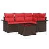 vidaXL Havesofa S&aelig;t med opbevaring 5 pcs Brun polyrattan