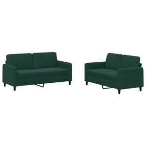 vidaXL sofas&aelig;t 2 dele velour m&oslash;rkegr&oslash;n