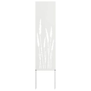 vidaXL Have privatliv sk&aelig;rm Fretwork Hvid 32 x 140 cm Koldvalset st&aring;l