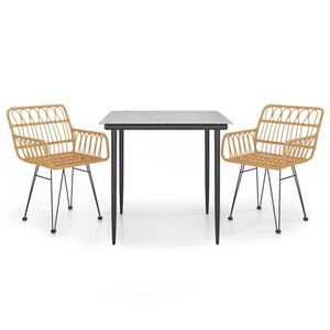 vidaXL spisebordssæt til haven 3 dele polyrattan