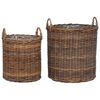 vidaXL Plantekurv med opbevaring 2 pcs Brun Lacak rattan