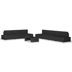 vidaXL lounges&aelig;t til haven 8 dele polyrattan sort