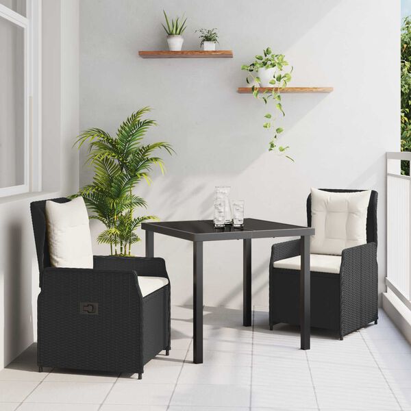 vidaXL Have Spisebordss&aelig;t 3 pcs Sort polyrattan
