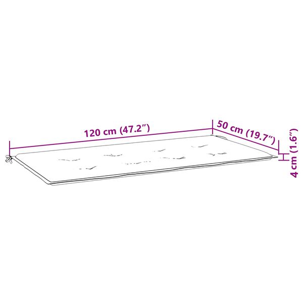 vidaXL B&aelig;nk Pude Ensfarvet Turkis 120 x 50 x 3 cm Oxford stof