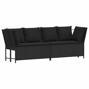 vidaXL havesofa med hynder polyrattan sort