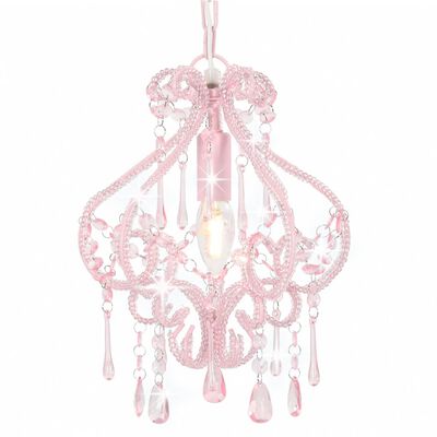 vidaXL loftlampe med perler rund E14 pink