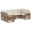 vidaXL Havesofa S&aelig;t 6 stk. 6-Antal s&aelig;der Beige og cremehvid polyrattan