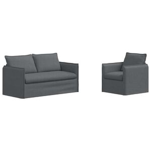vidaXL Sofa S&aelig;t 2 pcs M&oslash;rkegr&aring; 196 x 82 x 85 cm Stof