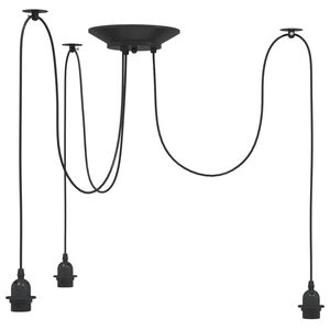 vidaXL pendellampe med 3 lampeholdere E27 metal sort