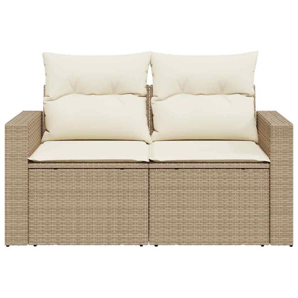 vidaXL 2-personers havesofa med hynder polyrattan beige