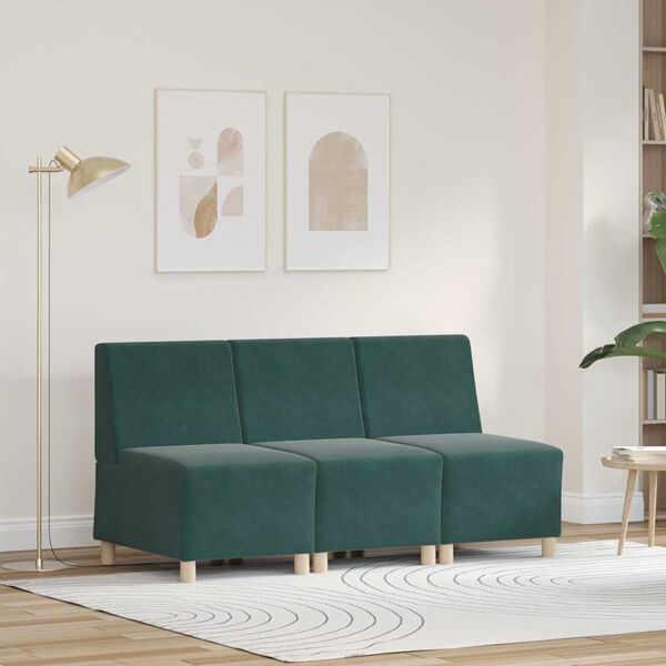 vidaXL Modulsofa enhed uden arme 3 pcs M&oslash;rkegr&oslash;n 55 x 74 x 82 cm Fl&oslash;jl