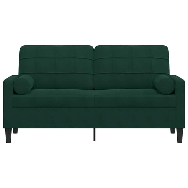 vidaXL 2-personers sofa med pyntepuder 140 cm velour m&oslash;rkegr&oslash;n