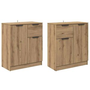 vidaXL Sideboards 2 pcs Artisan Egetr&aelig; 60 x 30 x 70 cm Konstrueret tr&aelig;
