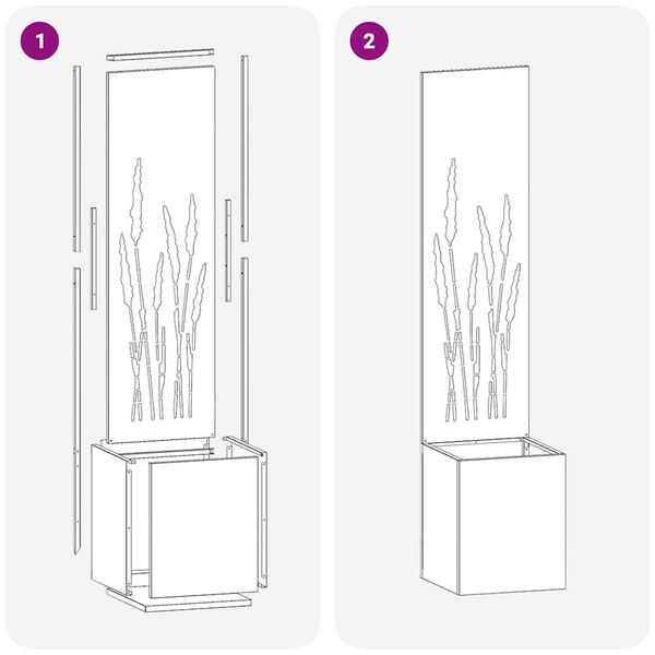 vidaXL Have privatliv sk&aelig;rm Fretwork Rusten 32 x 140 cm Cortenst&aring;l