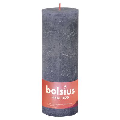 Bolsius rustikke søjlestearinlys Shine 4 stk. 190x68 mm midnatsblå