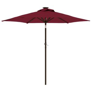 vidaXL parasol med LED-lys og st&aring;lstang 225x225x212 cm bordeauxfarvet