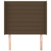 vidaXL sengegavl med kanter 83x16x118/128 cm stof m&oslash;rkebrun