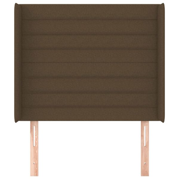 vidaXL sengegavl med kanter 83x16x118/128 cm stof m&oslash;rkebrun