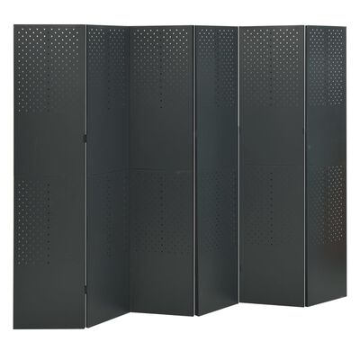 vidaXL 6-panels rumdeler 240x180 cm stål antracitgrå