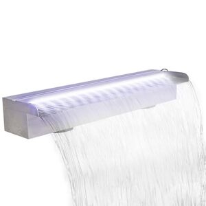 Rektangul&aelig;r vandfaldsfont&aelig;ne med LED-lys rustfrit st&aring;l 60 cm