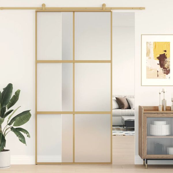 vidaXL skyded&oslash;r 102,5x205 cm matteret sikkerhedsglas aluminium gylden