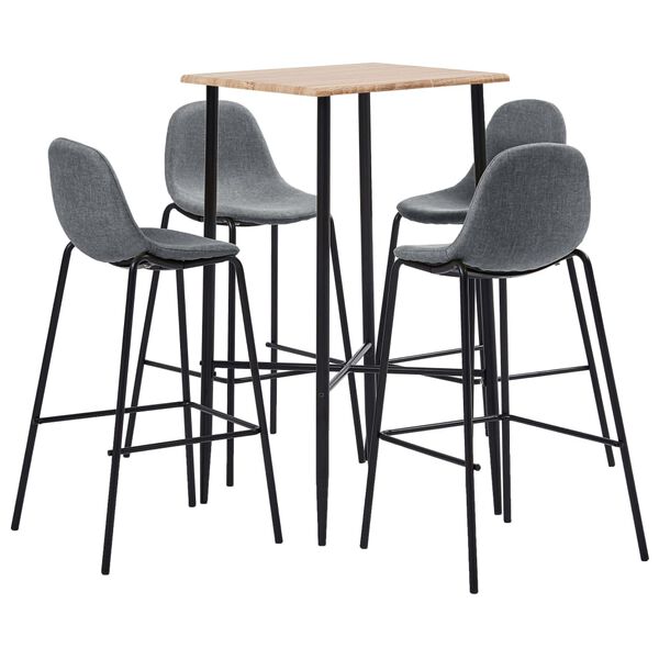 vidaXL bars&aelig;t 5 dele stof lysegr&aring;