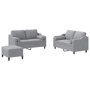 vidaXL sofas&aelig;t 3 dele med puder stof lysegr&aring;