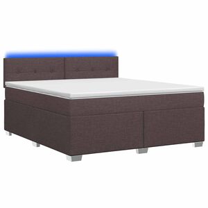 vidaXL Box Spring Seng med Madras og LED M&oslash;rk Brun 140 x 190 cm Stof