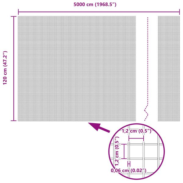 vidaXL Svejset Tr&aring;dhegn S&oslash;lv 1.2 x 50 m