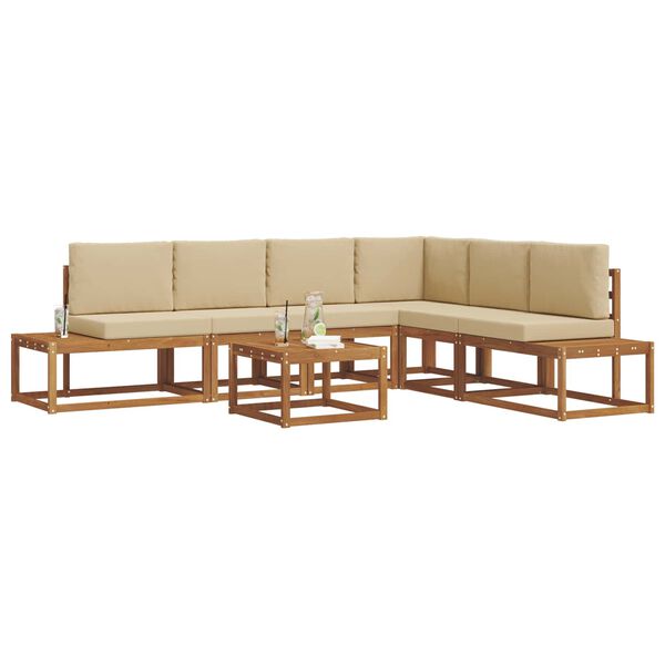vidaXL Udend&oslash;rs sofagruppe med pude 7 Stk Naturlig og Beige