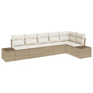 vidaXL Havesofa S&aelig;t med opbevaring 6 pcs Beige og creme polyrattan
