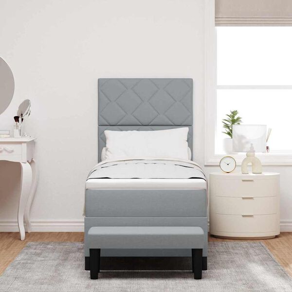 vidaXL Box spring seng med madras Lysegr&aring; 80 x 200 cm Stof