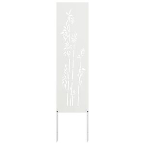 vidaXL Have privatliv sk&aelig;rm Blomstret Hvid 32 x 140 cm Koldvalset st&aring;l