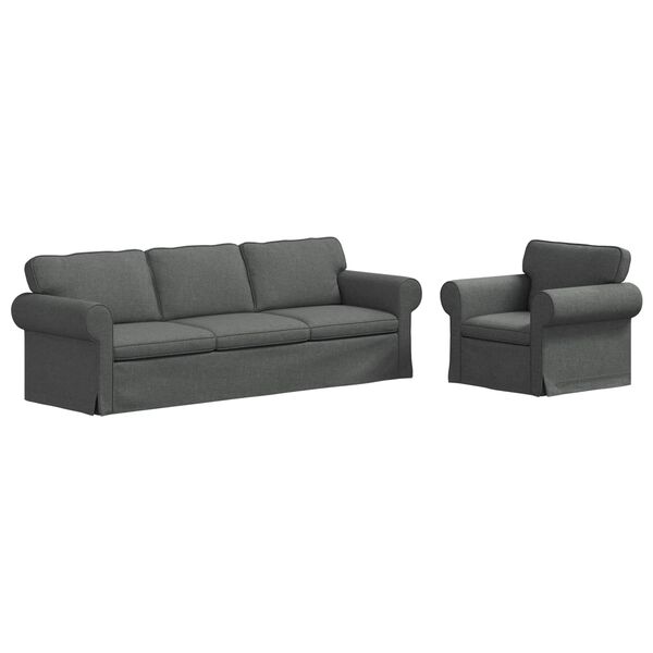 vidaXL Sofa 2 pcs M&oslash;rkegr&aring;