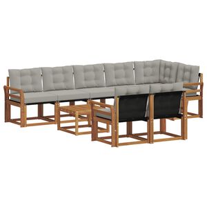 vidaXL Udend&oslash;rs sofagruppe med pude 9 pcs Naturlig og Lys Gr&aring;