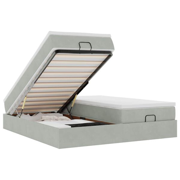 vidaXL osmannisk sengeramme med madrasser 160x200 cm fløjl lysegrå