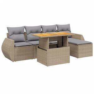 vidaXL sofas&aelig;t til haven 6 dele med hynder polyrattan beige