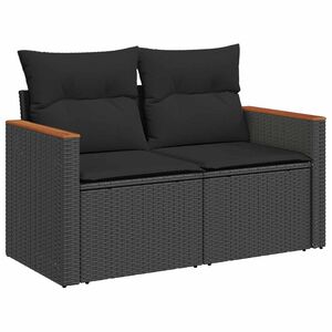vidaXL havesofa med hynder 2-personers sort polyrattan