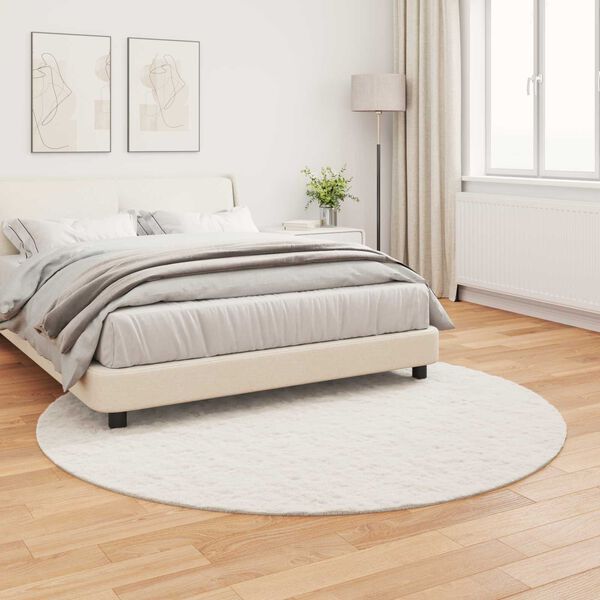 vidaXL Faux Kanin Pels T&aelig;ppe Olite Creme &Oslash; 200 cm Polyester