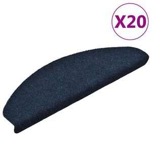vidaXL trappem&aring;tter selvkl&aelig;bende 20 stk. 65x21x4 cm marinebl&aring; halvrund store