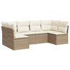 vidaXL sofas&aelig;t til haven 6 dele med hynder polyrattan beige
