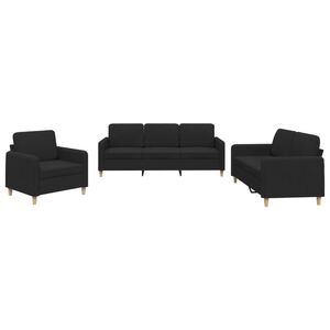 vidaXL sofas&aelig;t 3 dele med hynder stof sort