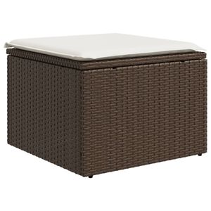 vidaXL haveskammel med hynde 55x55x37 cm polyrattan brun