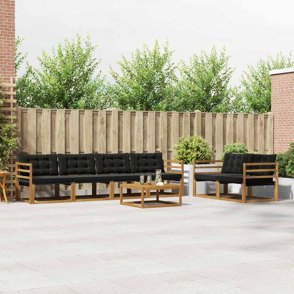 vidaXL Udend&oslash;rs sofagruppe med pude 7 pcs Naturlig og sort