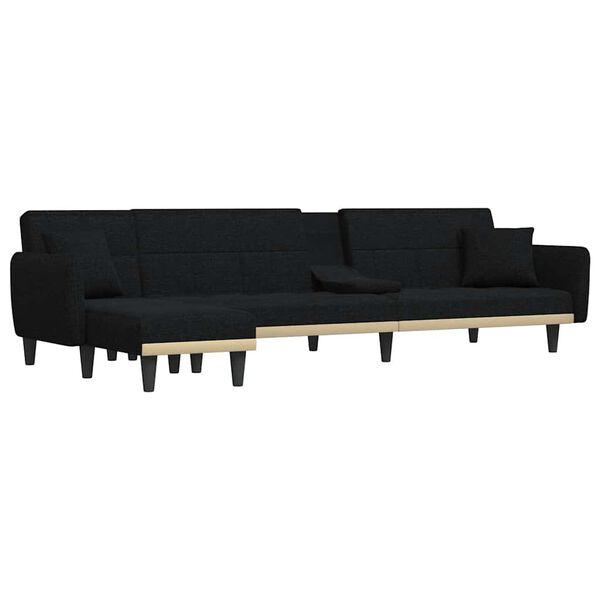 vidaXL L-formet sovesofa 275x140x70 cm stof sort